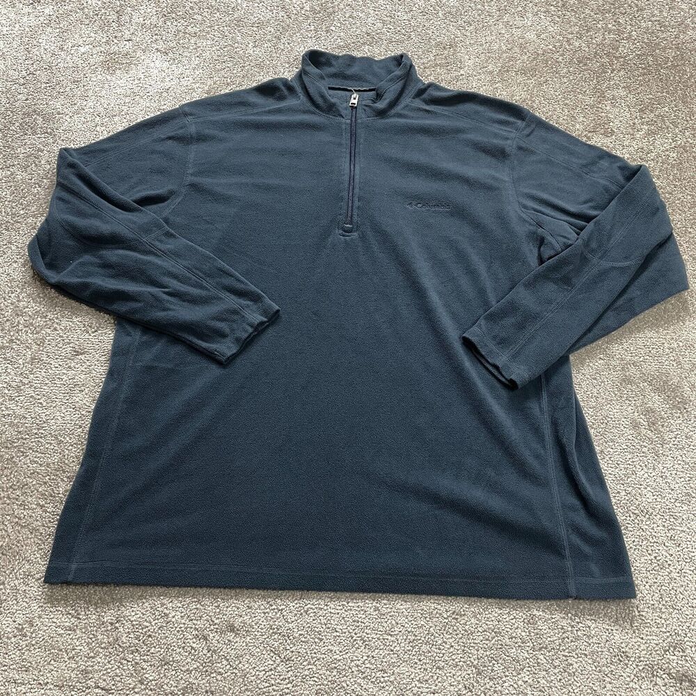 Columbia Jacket Mens 2XL Blue Long Sleeve Fleece 1/4 Zip Logo Lightweight Active